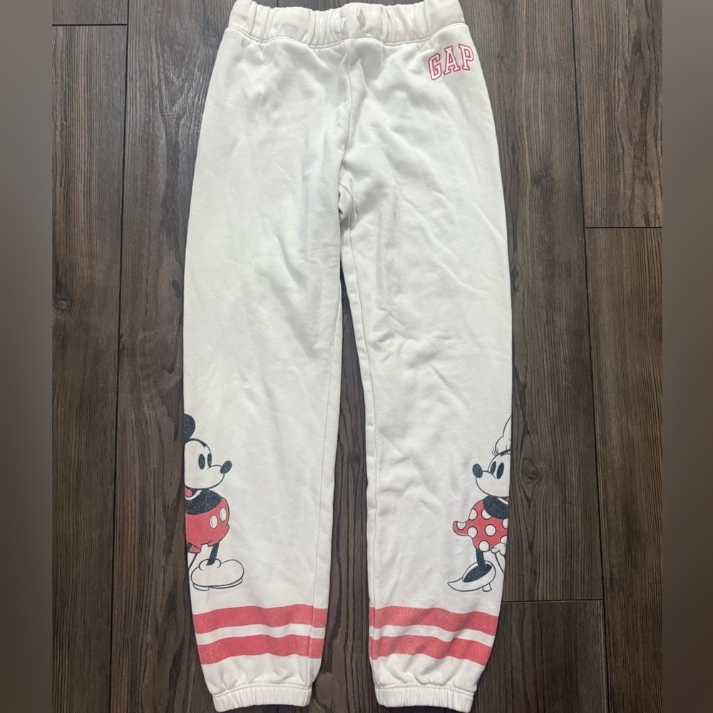 GAP Kids x Disney Mickey Minnie Sweatpants White Girls L 10-11 Joggers
